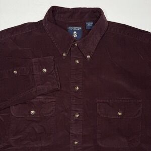 VTG Roundtree & Yorke Corduroy Shirt Men's X-Large Burgundy Wale Utility Pockets